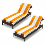 Superior Cabana Striped Cotton Chaise Lounge Chair Cover Set