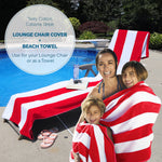 Superior Cabana Striped Cotton Chaise Lounge Chair Cover Set