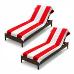 Superior Cabana Striped Cotton Chaise Lounge Chair Cover Set
