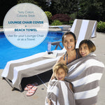 Superior Cabana Striped Cotton Chaise Lounge Chair Cover Set