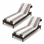 Superior Cabana Striped Cotton Chaise Lounge Chair Cover Set