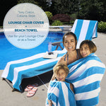 Superior Cabana Striped Cotton Chaise Lounge Chair Cover Set
