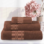 Superior Larissa Cotton Geometric Border 3 Piece Towel Set