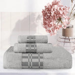 Superior Larissa Cotton Geometric Border 3 Piece Towel Set