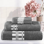 Superior Larissa Cotton Geometric Border 3 Piece Towel Set