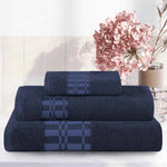 Superior Larissa Cotton Geometric Border 3 Piece Towel Set