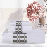 Superior Larissa Cotton Geometric Border 3 Piece Towel Set