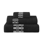 Superior Larissa Cotton Geometric Border 3 Piece Towel Set