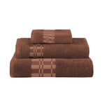 Superior Larissa Cotton Geometric Border 3 Piece Towel Set