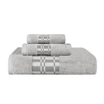 Superior Larissa Cotton Geometric Border 3 Piece Towel Set