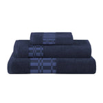Superior Larissa Cotton Geometric Border 3 Piece Towel Set
