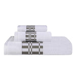 Superior Larissa Cotton Geometric Border 3 Piece Towel Set