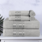 Superior Larissa Cotton Geometric Border 6 Piece Towel Set