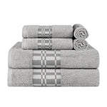 Superior Larissa Cotton Geometric Border 6 Piece Towel Set
