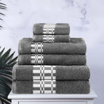 Superior Larissa Cotton Geometric Border 6 Piece Towel Set