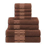 Superior Larissa Cotton Geometric Border 8 Piece Towel Set