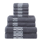 Superior Larissa Cotton Geometric Border 8 Piece Towel Set