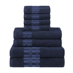 Superior Larissa Cotton Geometric Border 8 Piece Towel Set