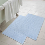 Superior Nora Cotton Thick Solid Checkered Washable Bath Mat Set of 2