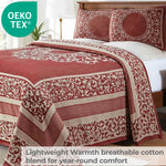 Lightweight Cotton Jacquard Bedspread Set – 3‐Piece Floral Scroll