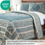 Lightweight Cotton Jacquard Bedspread Set – 3‐Piece Floral Scroll