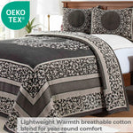 Lightweight Cotton Jacquard Bedspread Set – 3‐Piece Floral Scroll