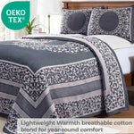 Lightweight Cotton Jacquard Bedspread Set – 3‐Piece Floral Scroll