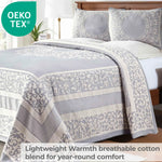 Lightweight Cotton Jacquard Bedspread Set – 3‐Piece Floral Scroll