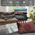 Lightweight Cotton Jacquard Bedspread Set – 3‐Piece Floral Scroll
