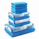 Marble Solid and Jacquard Assorted Cotton Towel Set - 10 Piece