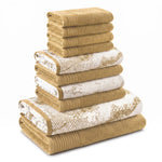 Marble Solid and Jacquard Assorted Cotton Towel Set - 10 Piece