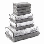 Marble Solid and Jacquard Assorted Cotton Towel Set - 10 Piece