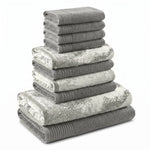 Marble Solid and Jacquard Assorted Cotton Towel Set - 10 Piece
