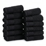 Solid Jacquard Cotton Face Towel Set - 12 Piece