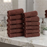 Solid Jacquard Cotton Face Towel Set - 12 Piece