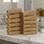 Solid Jacquard Cotton Face Towel Set - 12 Piece