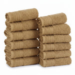 Solid Jacquard Cotton Face Towel Set - 12 Piece