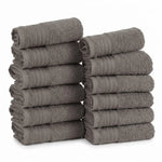 Solid Jacquard Cotton Face Towel Set - 12 Piece