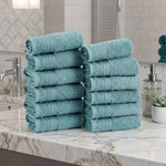 Solid Jacquard Cotton Face Towel Set - 12 Piece