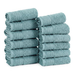 Solid Jacquard Cotton Face Towel Set - 12 Piece