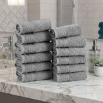 Solid Jacquard Cotton Face Towel Set - 12 Piece