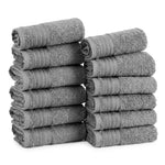 Solid Jacquard Cotton Face Towel Set - 12 Piece