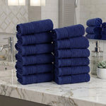Solid Jacquard Cotton Face Towel Set - 12 Piece