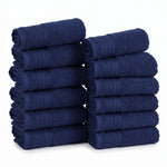 Solid Jacquard Cotton Face Towel Set - 12 Piece