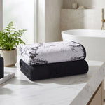 Marble & Solid Oversized Cotton Bath Sheets – Mixed 2 Piece Set