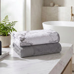 Marble & Solid Oversized Cotton Bath Sheets – Mixed 2 Piece Set