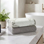 Marble & Solid Oversized Cotton Bath Sheets – Mixed 2 Piece Set