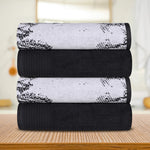 Cotton Marble Solid Jacquard Border Bath Towel Set of 4