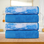 Cotton Marble Solid Jacquard Border Bath Towel Set of 4