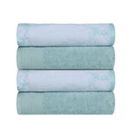Cotton Marble Solid Jacquard Border Bath Towel Set of 4
